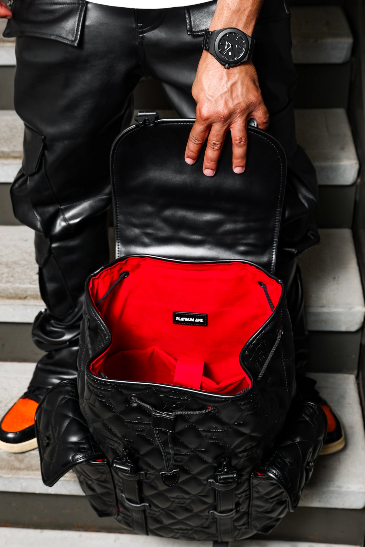 BLACKOUT LEATHER BACKPACK